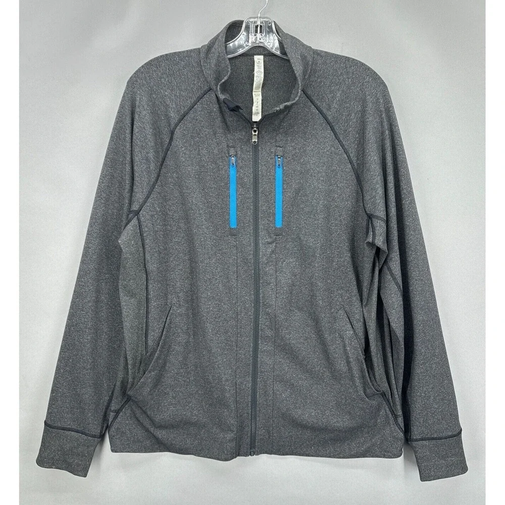 Lululemon Jacket Mens 2XL Full Zip Pockets Gray Shift Running Workout Mock XXL